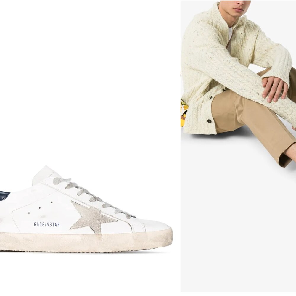 Golden Goose White Leather Sneakers with Navy Star - Picture 7 of 7